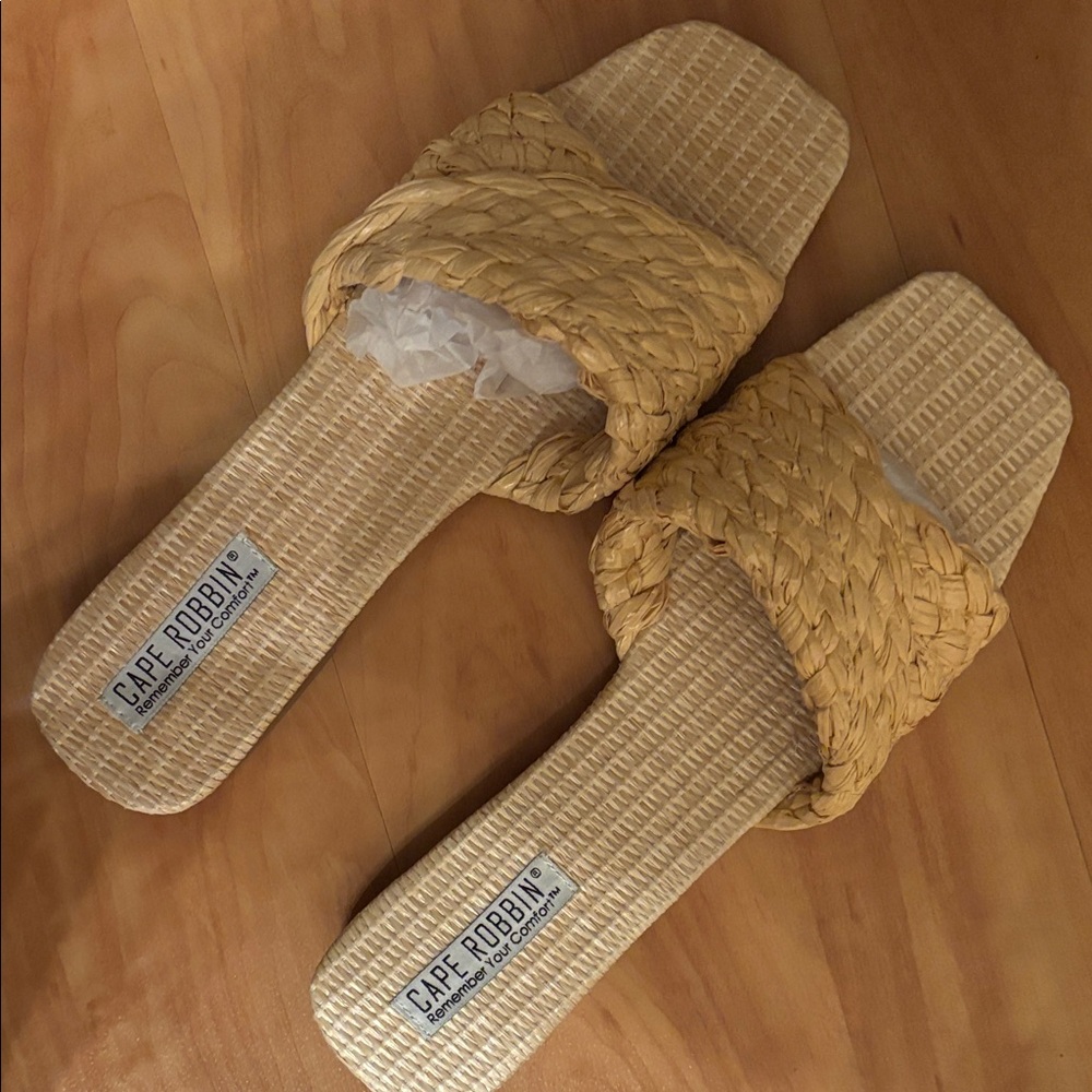 Cape Robbin's Yola  Woven Straw Slide Sandals
